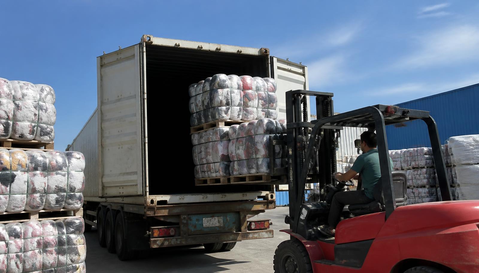 Shipping container loaded for West African ports